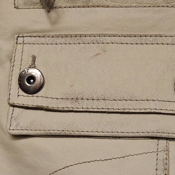 Danier White Genuine Leather Moto Jacket - Size P (Petite/Small) - Picture 10 of 16